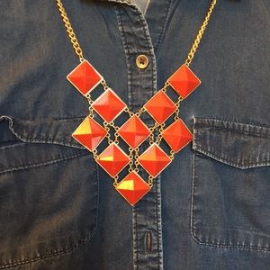 Red statement necklace